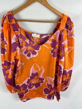 NWT Melloday Floral Print Flowy Blouse Size Large